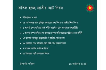 সংবিধান দিবস সহ বাতিল হচ্ছে ৮ জাতীয় দিবস