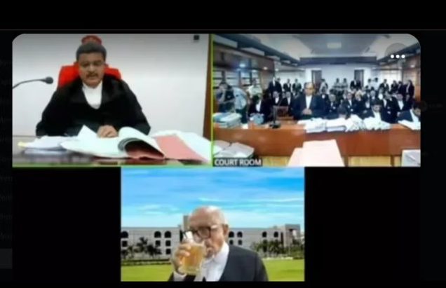 শুনানিতে মদ্যপান ভারতীয় আইনজীবীর, ভিডিও ভাইরাল