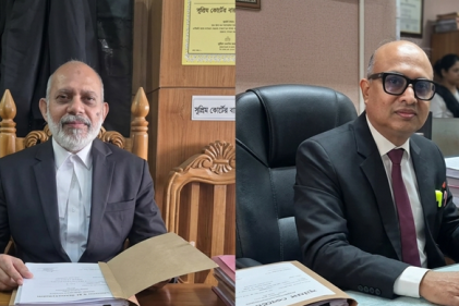 ছবি- সাবেক বিচারপতি আমিনুল ইসলাম ও মাসুদ হোসেন দোলন
