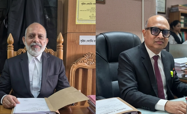 ছবি- সাবেক বিচারপতি আমিনুল ইসলাম ও মাসুদ হোসেন দোলন